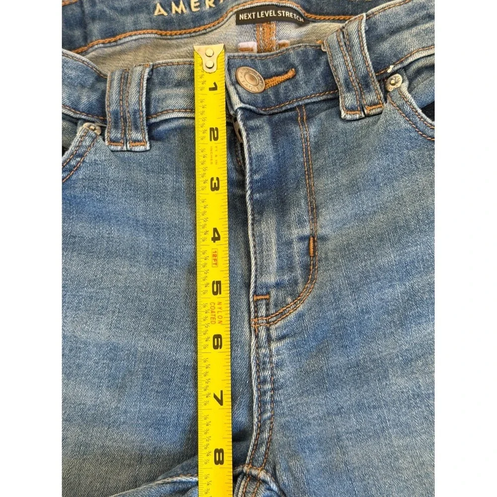 American Eagle Next Level Stretch Low Rise Jean Shorts Blue Cutoff Size 2